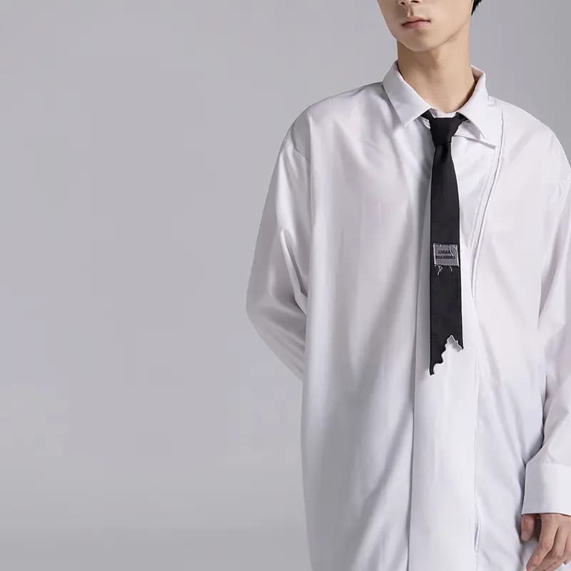 Illusionist Embroidery Patchwork Tie Unisex Qara 4