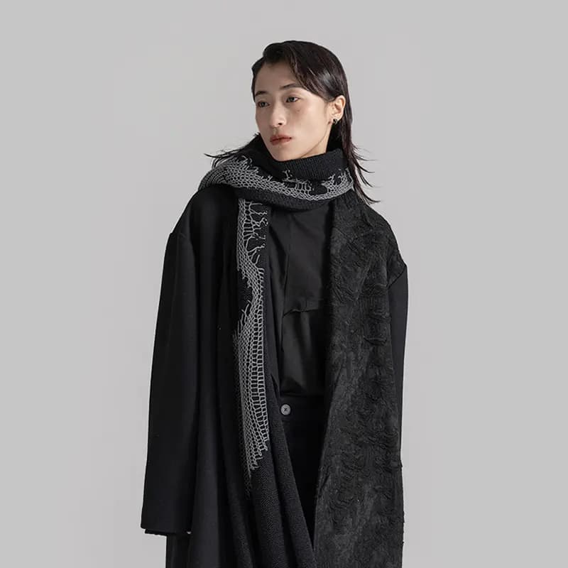 Phantomist Design Crochet Spider Web Warm Wool Scarf Unisex Black 7
