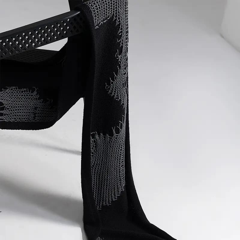 Phantomist Design Crochet Spider Web Warm Wool Scarf Unisex Black 5