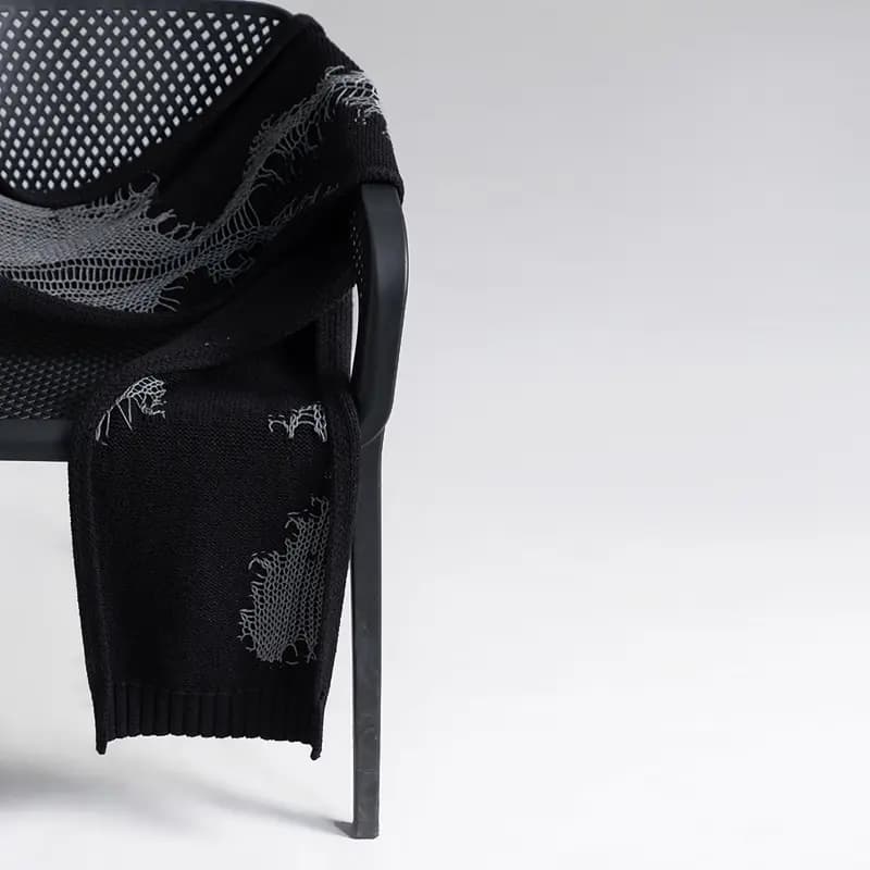 Phantomist Design Crochet Spider Web Warm Wool Scarf Unisex Black 4