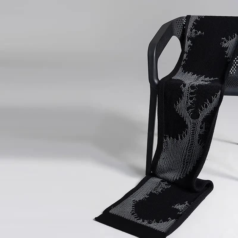 Phantomist Design Crochet Spider Web Warm Wool Scarf Unisex Black 3