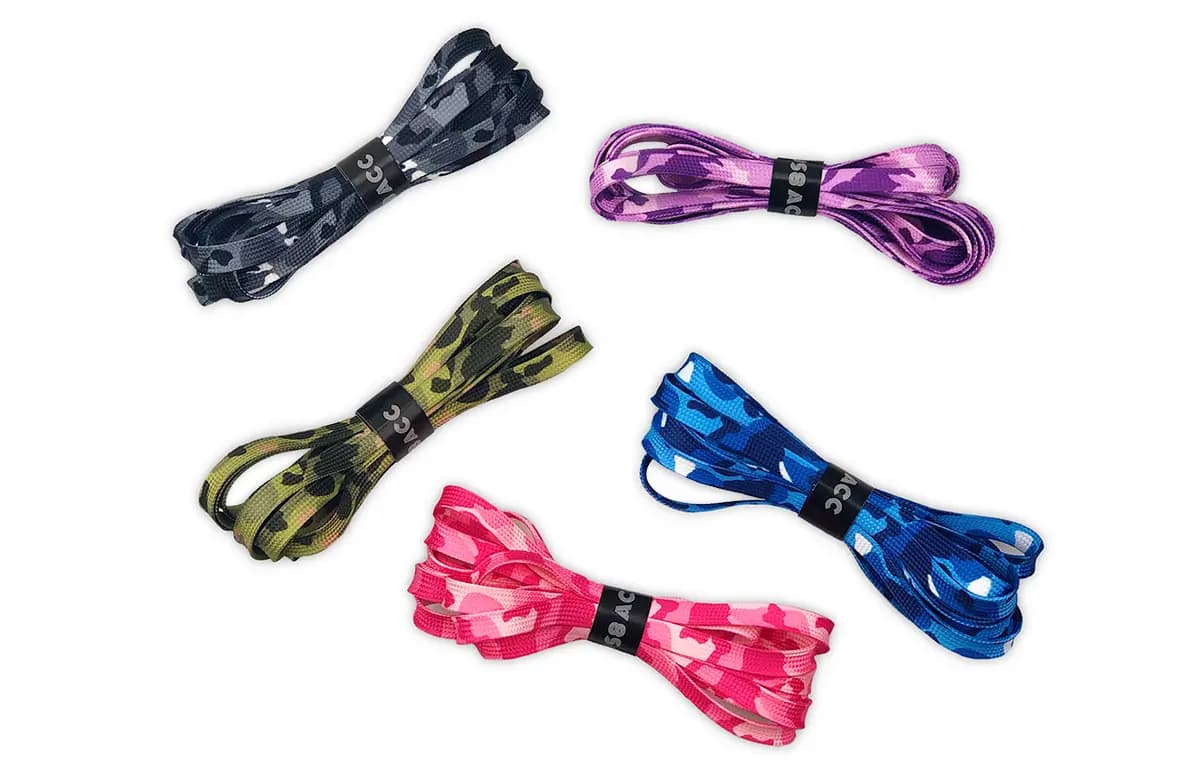 US8ACC Five-Color Camouflage Shoelaces 5-Pair Set Unisex Black Gray Pink Blue Green Purple 2