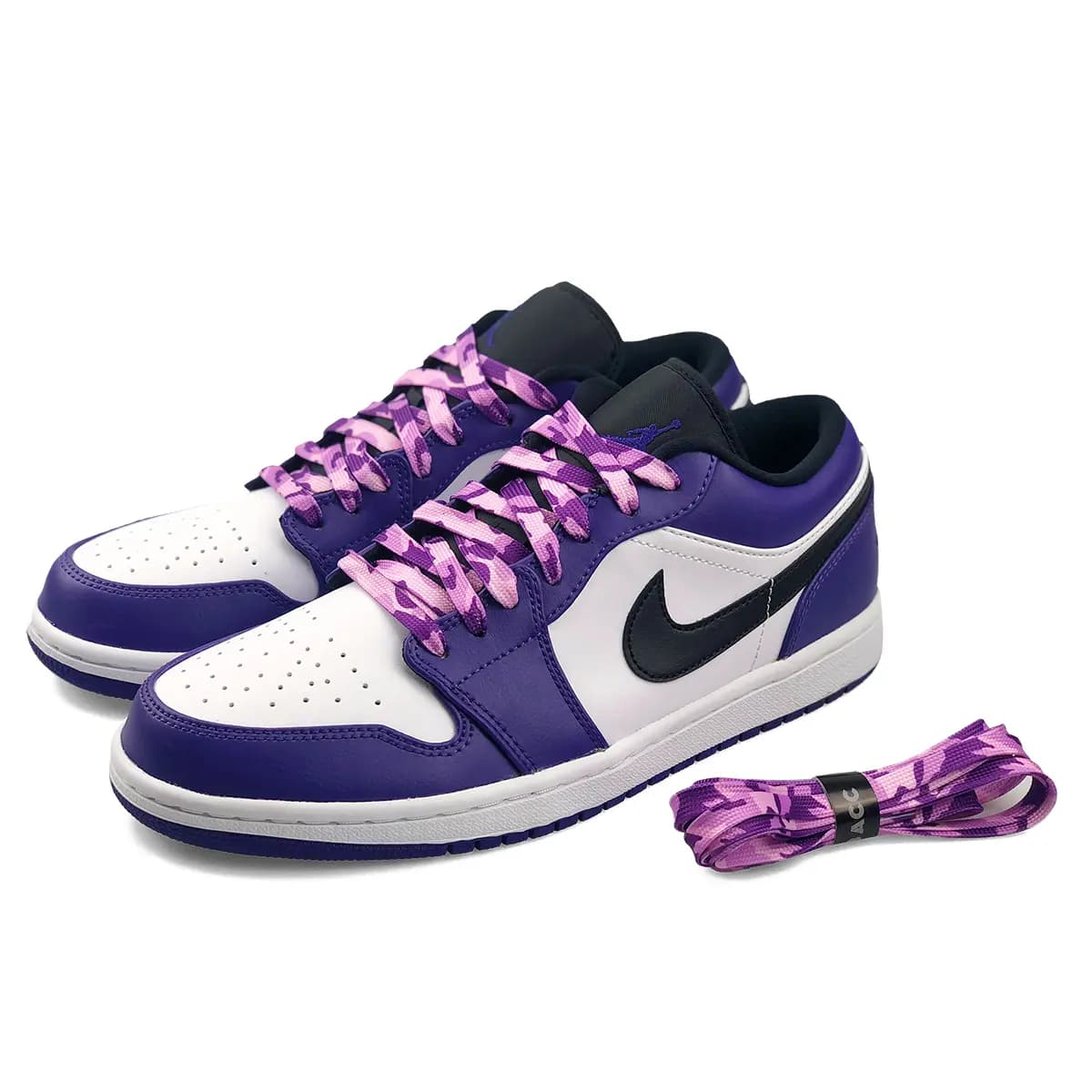 US8ACC Five-Color Camouflage Shoelaces 5-Pair Set Unisex Black Gray Pink Blue Green Purple 4