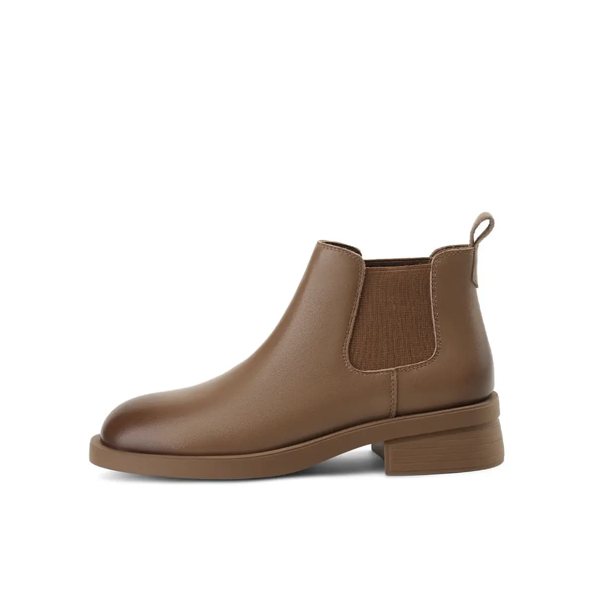 BORDICH Top Layer Leather Fashionable Versatile Casual Chunky Heel Chelsea Boots Women's 8