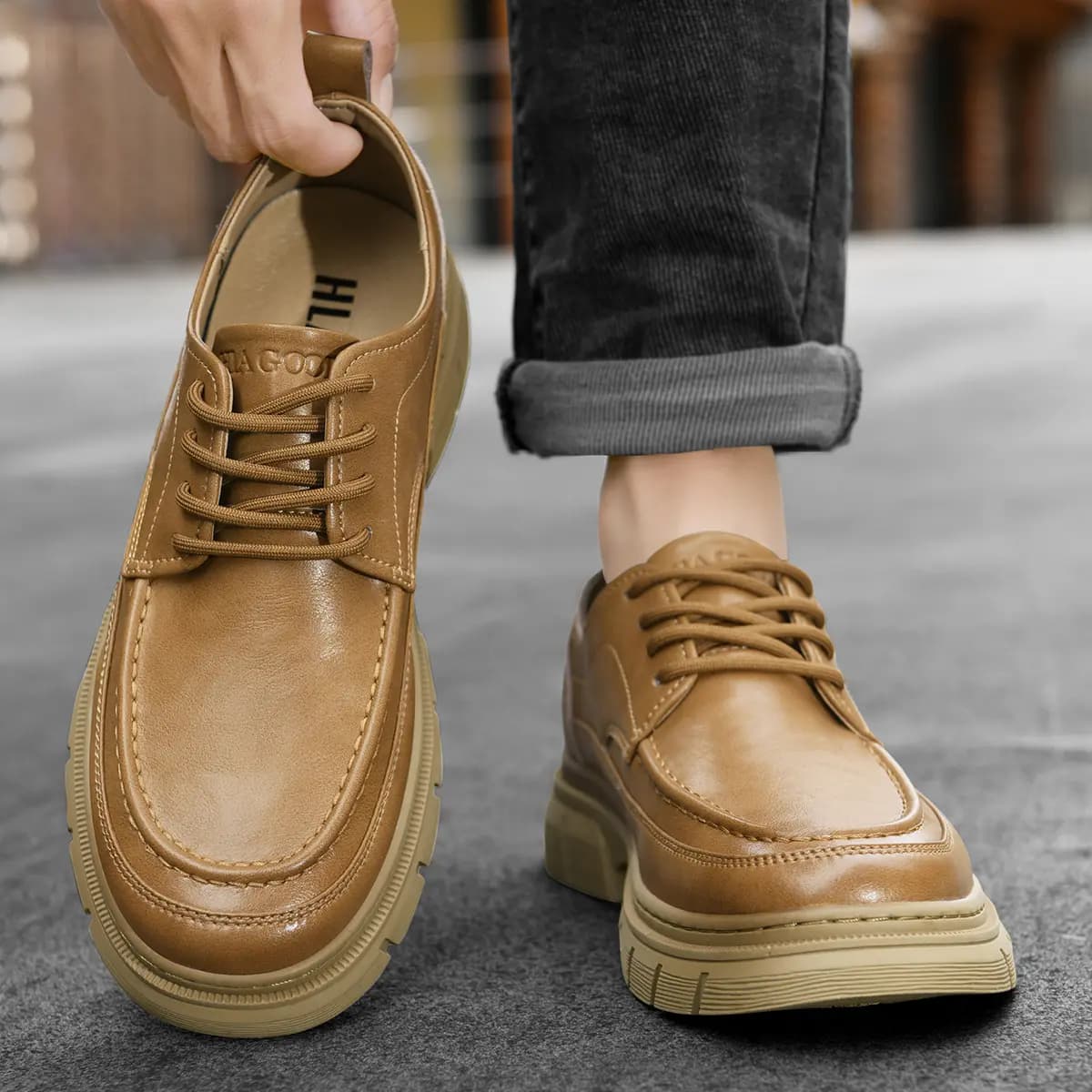 HLA Classic Durable Versatile Low-Top Work Shoes Men's Casual Leather Shoes Men's 13