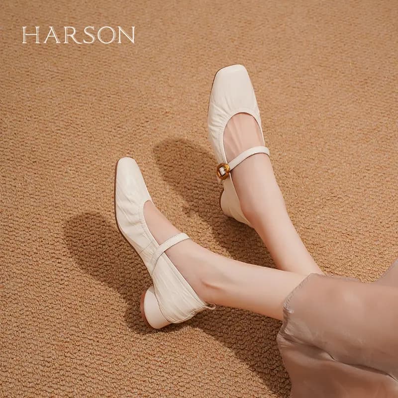 HARSON Sheep Leather Commute Versatile Mary Jane Shoes Women's 7
