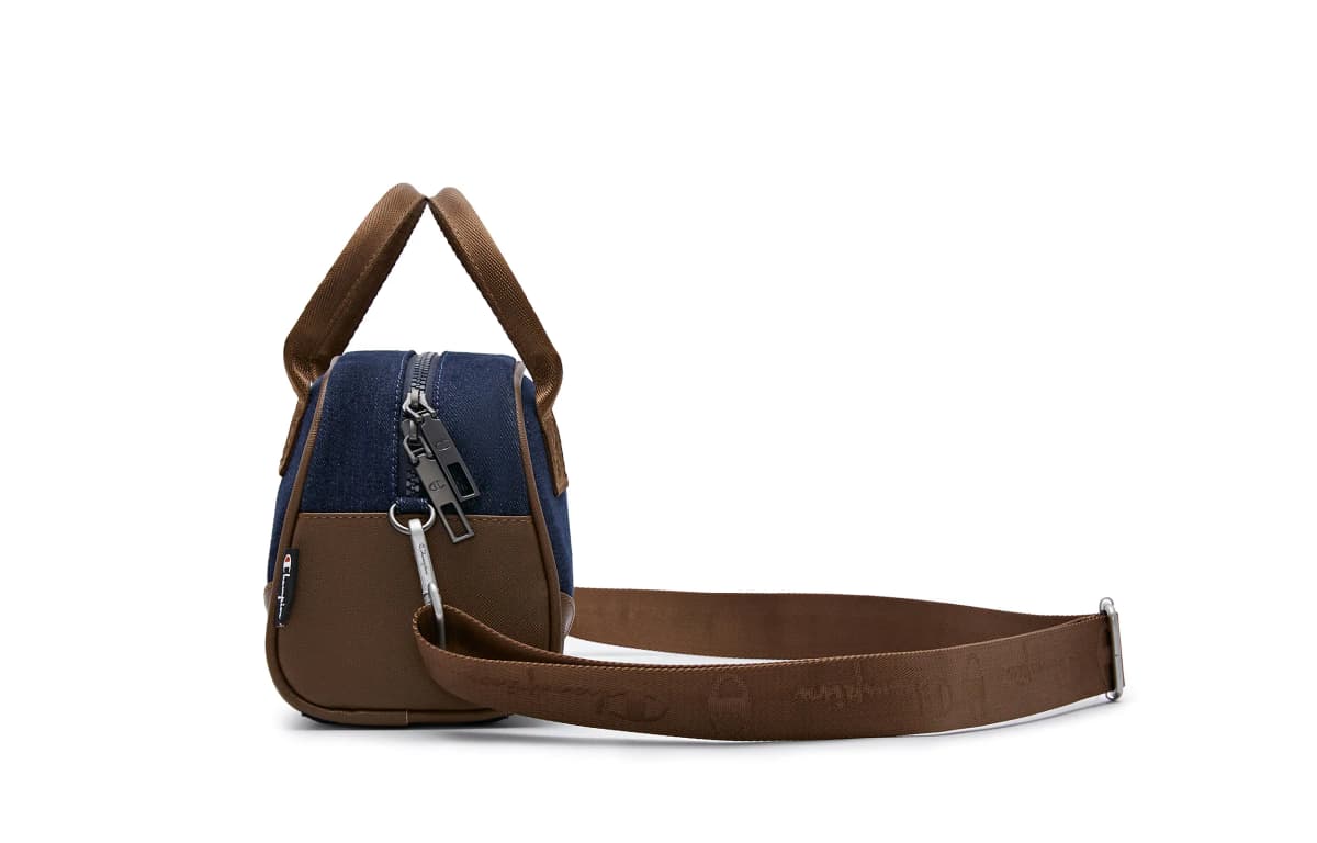 Champion Artificial Leather With Textile Shoulder Bag Unisex Black/Dark Blue/Light Brown 20
