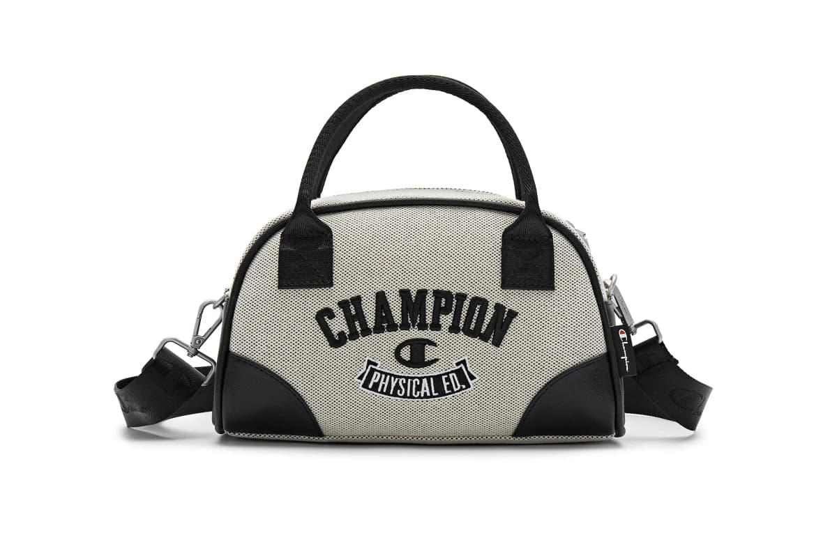 Champion Artificial Leather With Textile Shoulder Bag Unisex Black/Dark Blue/Light Brown 12