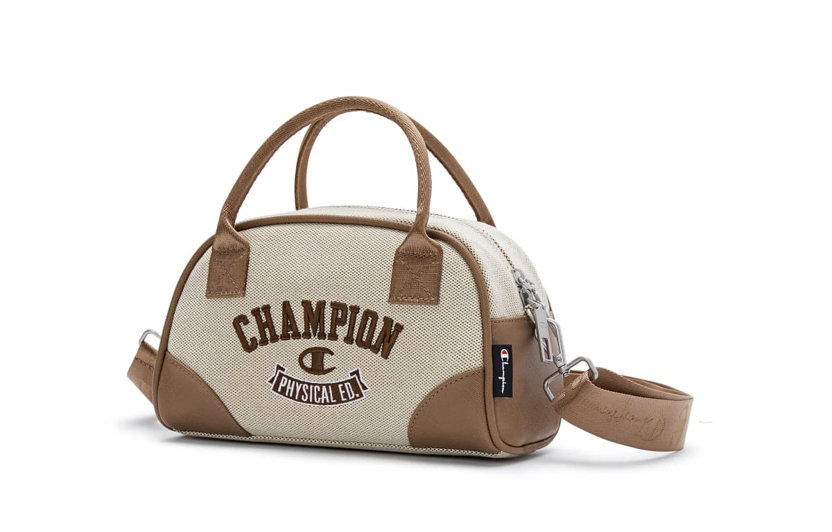 Champion Artificial Leather With Textile Shoulder Bag Unisex Black/Dark Blue/Light Brown 2