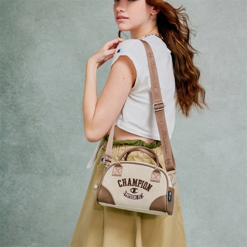 Champion Artificial Leather With Textile Shoulder Bag Unisex Black/Dark Blue/Light Brown 6