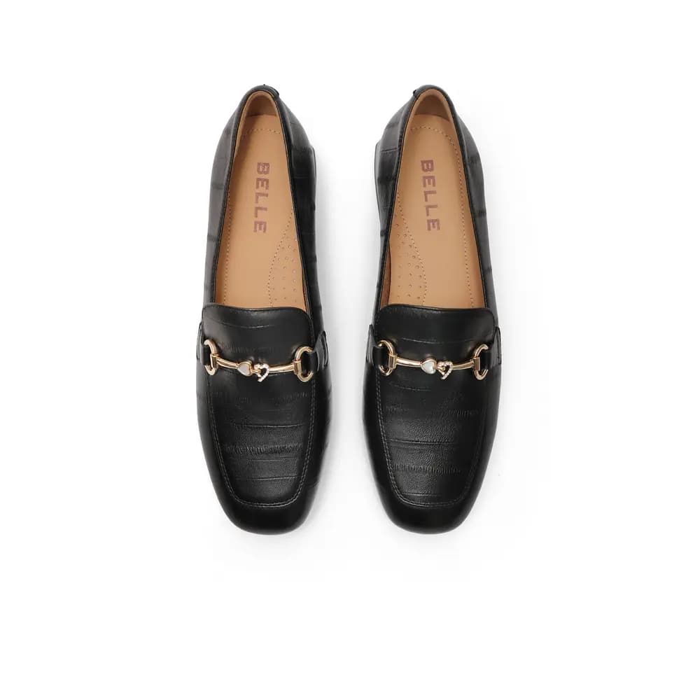BELLE Loafers 3cm Women's Black Ecru 3
