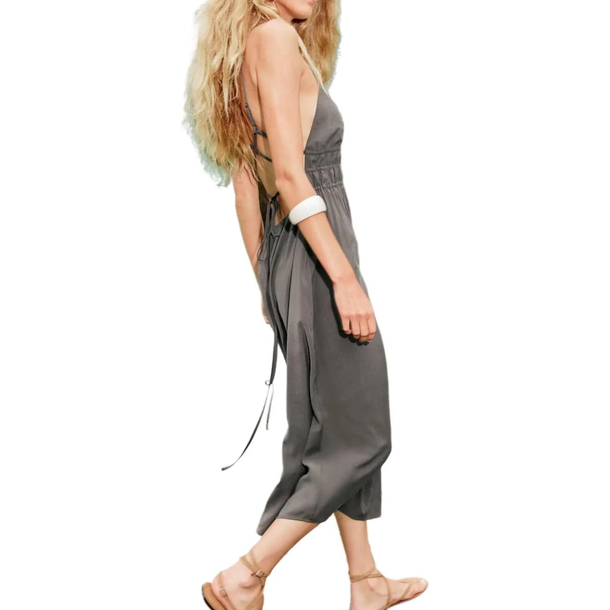 ZARA Trf Slip Dresses Women's Gray 4