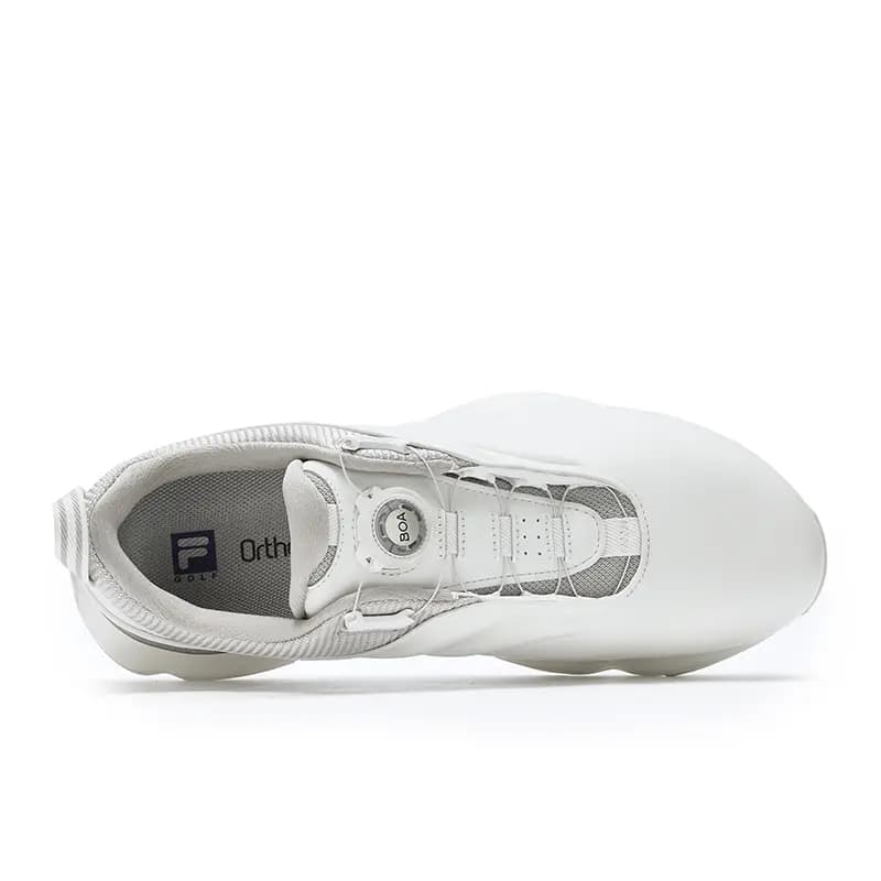 FILA Anti-Slip And Wear-Resistant Support Low-Top Golf Shoes Men's Bright White/Silver With Gray Accents 2