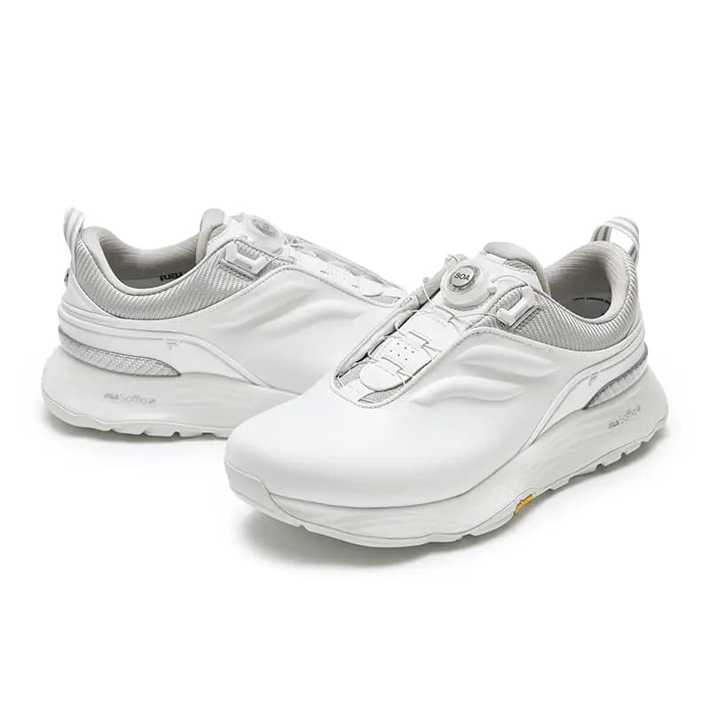 FILA Anti-Slip And Wear-Resistant Support Low-Top Golf Shoes Men's Bright White/Silver With Gray Accents 7