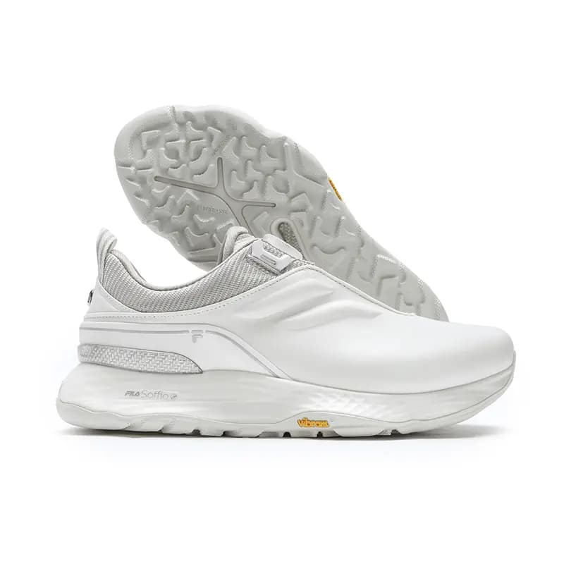 FILA Anti-Slip And Wear-Resistant Support Low-Top Golf Shoes Men's Bright White/Silver With Gray Accents 8