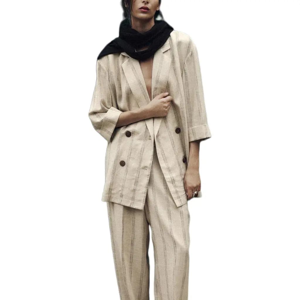 ZARA Business Suit Women's Nude/Sea Blue 3