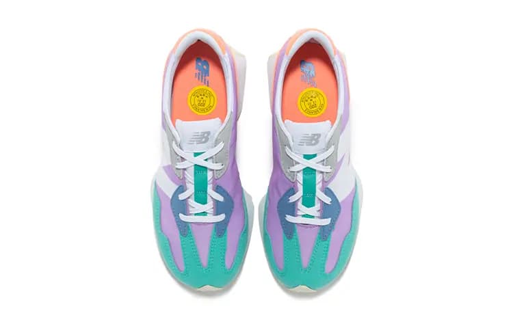 New Balance NB 327 Slip Resistant Cushioning Wear Resistant Breathable Low Top Running Shoes White Purple Teenagers 3