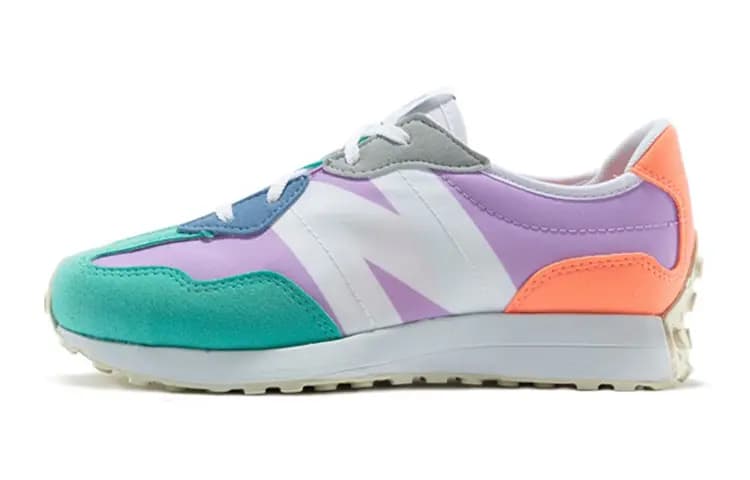 New Balance NB 327 Slip Resistant Cushioning Wear Resistant Breathable Low Top Running Shoes White Purple Teenagers
