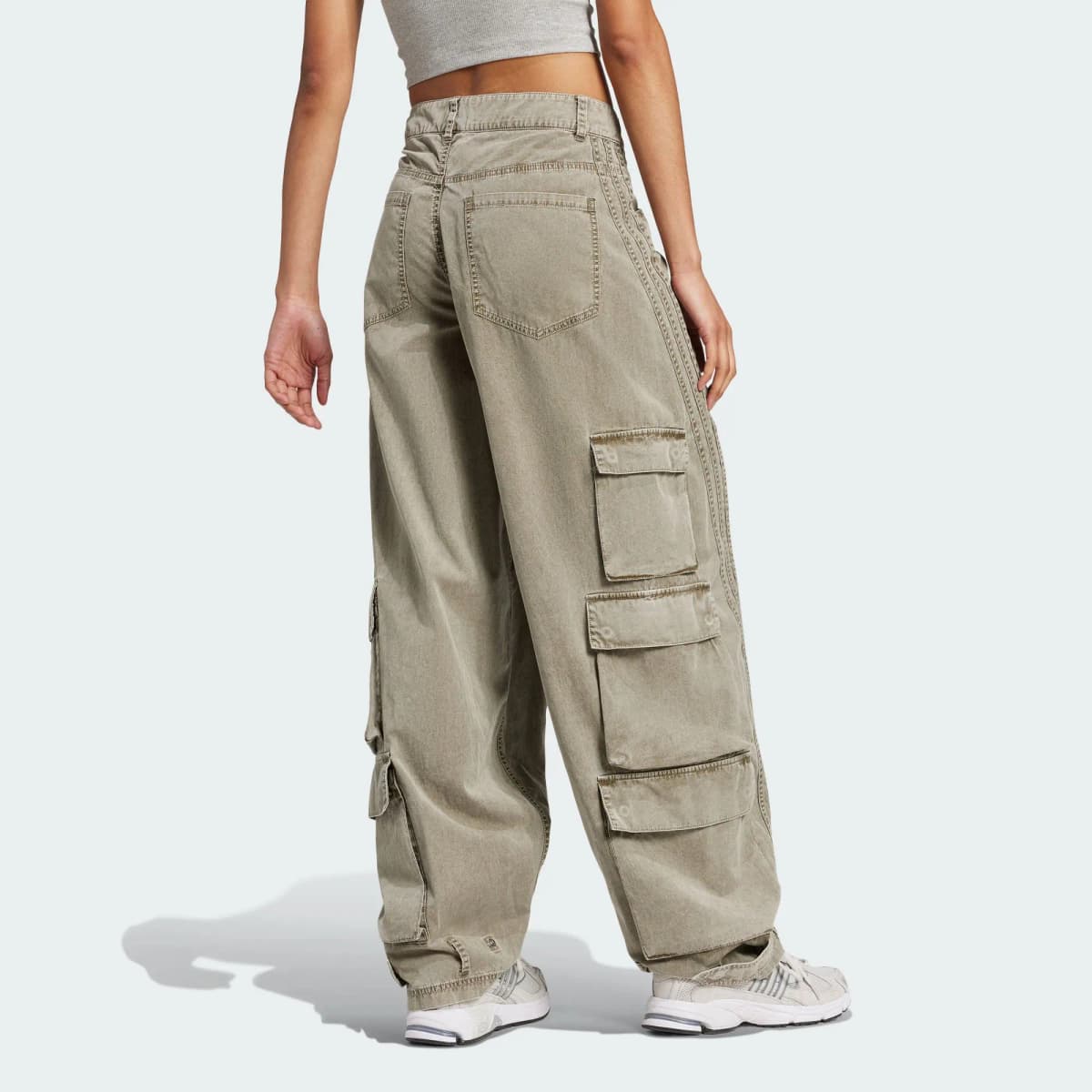 adidas Originals ADILENIUM SS24 Brand Logo Embroidered Side Pocket Sports Casual Loose Cargo Pants Women's Rock Olive Green 4