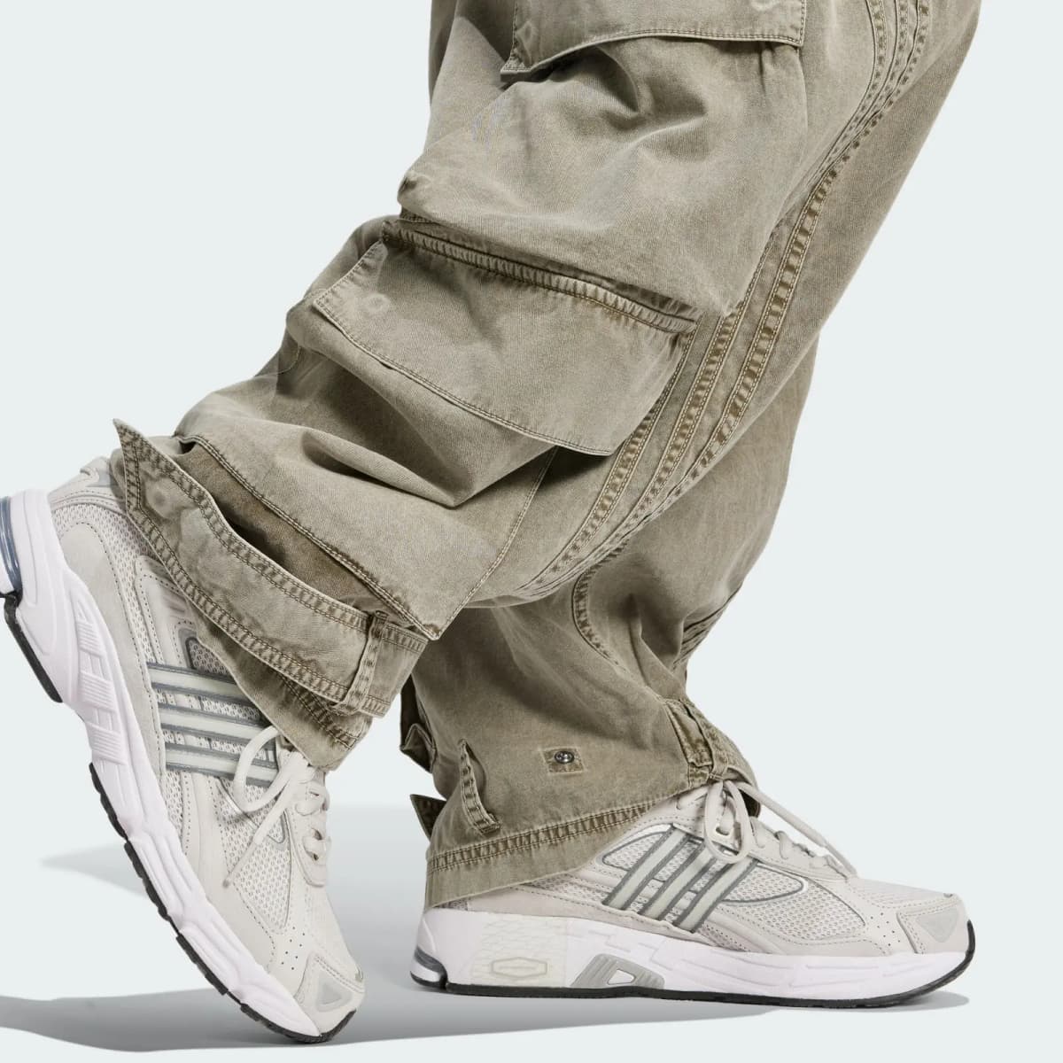 adidas Originals ADILENIUM SS24 Brand Logo Embroidered Side Pocket Sports Casual Loose Cargo Pants Women's Rock Olive Green 5