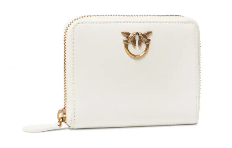 PINKO Cow Leather Short Wallets Women's White