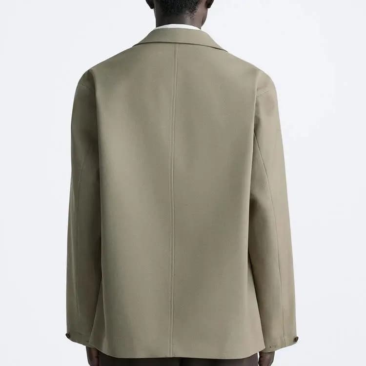 ZARA Fashion Casual Simple Relaxed Long Sleeve Blazer Men's Sand 5