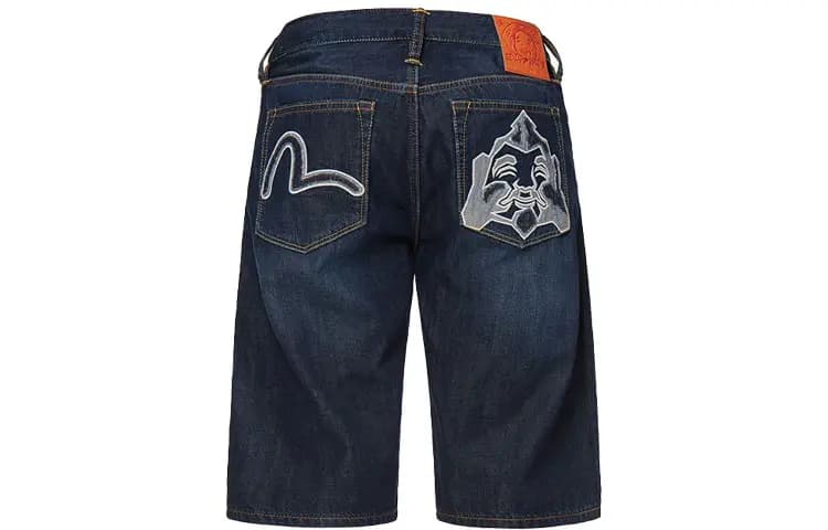 EVISU SS21 Buddha Head Seagull Embroidery Denim Shorts Men's Denim Blue