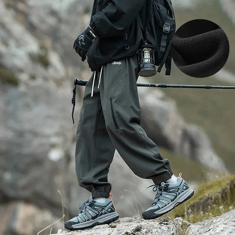 Jeep Unisex Hiking Outdoor High-Street Functional Solid Color Tapered Lightweight Cargo Pants 34