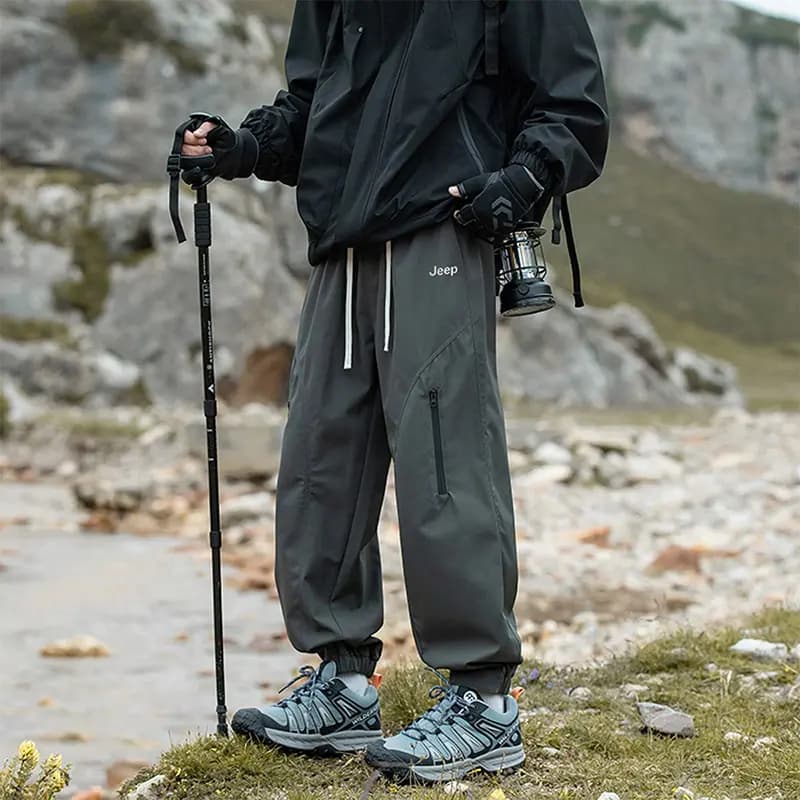 Jeep Unisex Hiking Outdoor High-Street Functional Solid Color Tapered Lightweight Cargo Pants 11