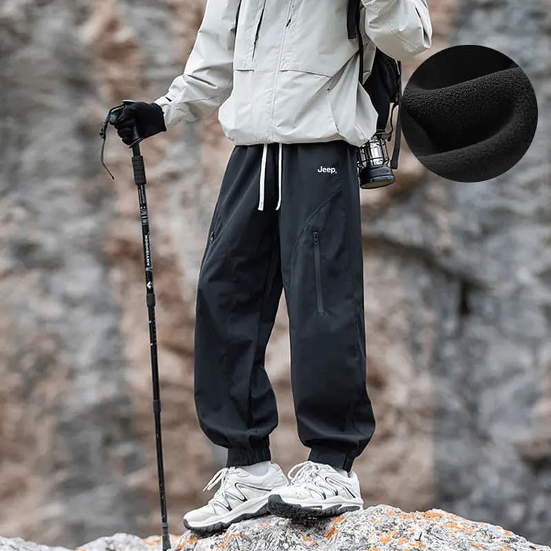 Jeep Unisex Hiking Outdoor High-Street Functional Solid Color Tapered Lightweight Cargo Pants 27