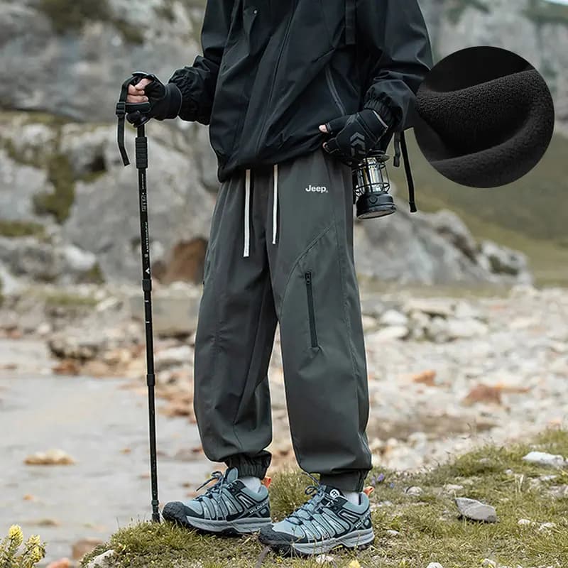 Jeep Unisex Hiking Outdoor High-Street Functional Solid Color Tapered Lightweight Cargo Pants 32