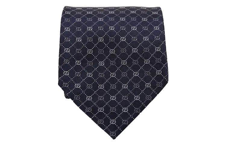 GUCCI Monogram İpək Qalstuk Kişi Tünd Göy