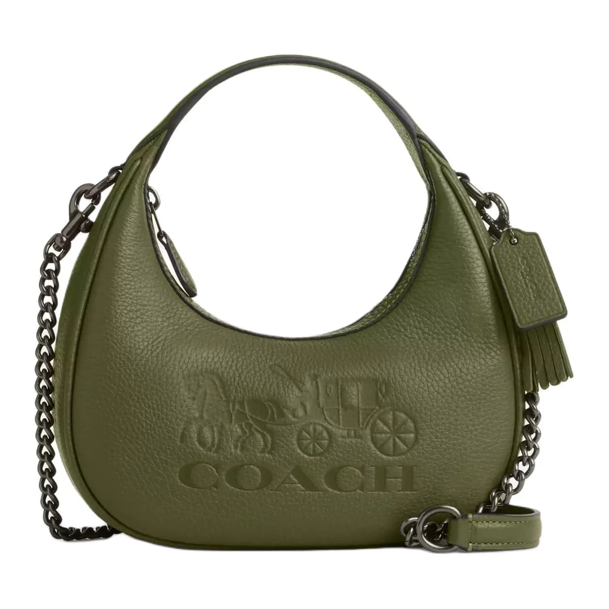 COACH Carmen 20 Dəri Çiyin Çantası Qadın Zeytun Yaşılı