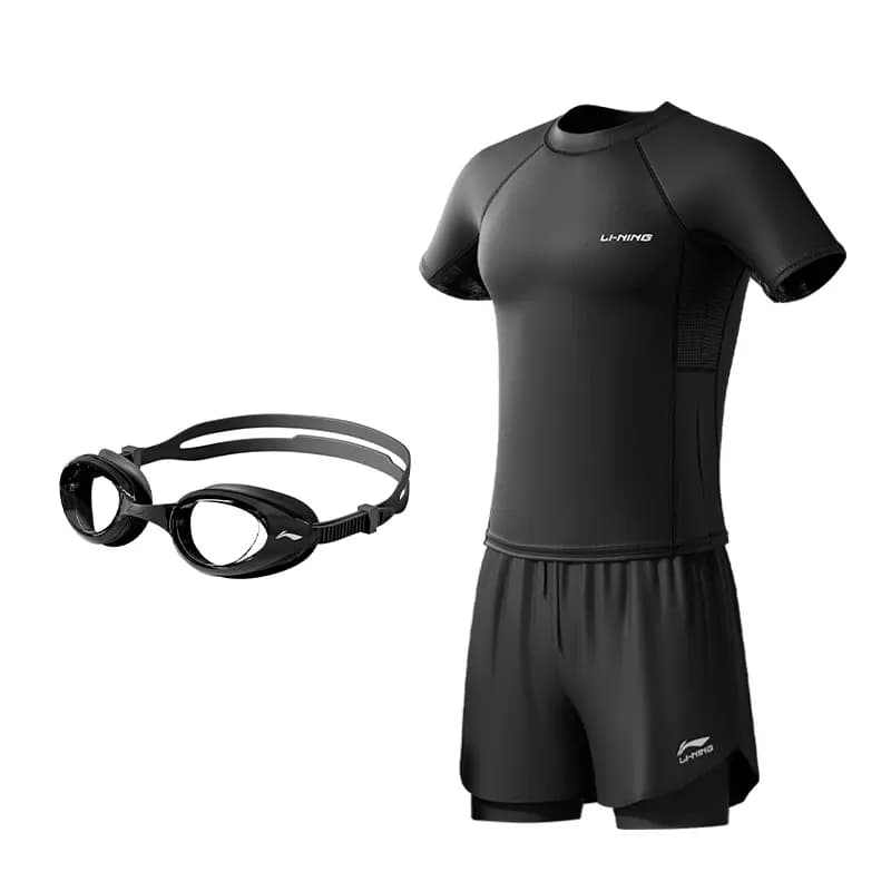 LiNing Training Casual Comfortable Waterproof Sports Casual Solid Color Swimsuit Set Men's 8