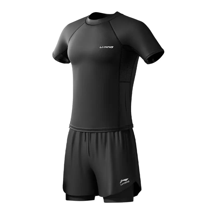 LiNing Training Casual Comfortable Waterproof Sports Casual Solid Color Swimsuit Set Men's 2