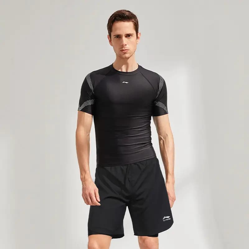 LiNing Training Casual Comfortable Waterproof Sports Casual Solid Color Swimsuit Set Men's 3