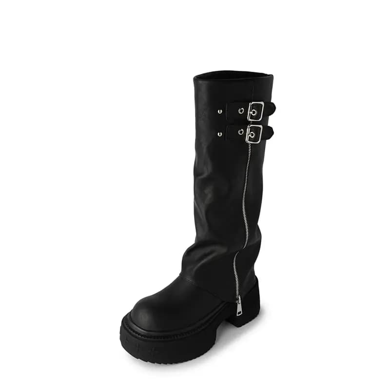 AIQINISHA Calf Leather British Retro Qadın Çəkmələri