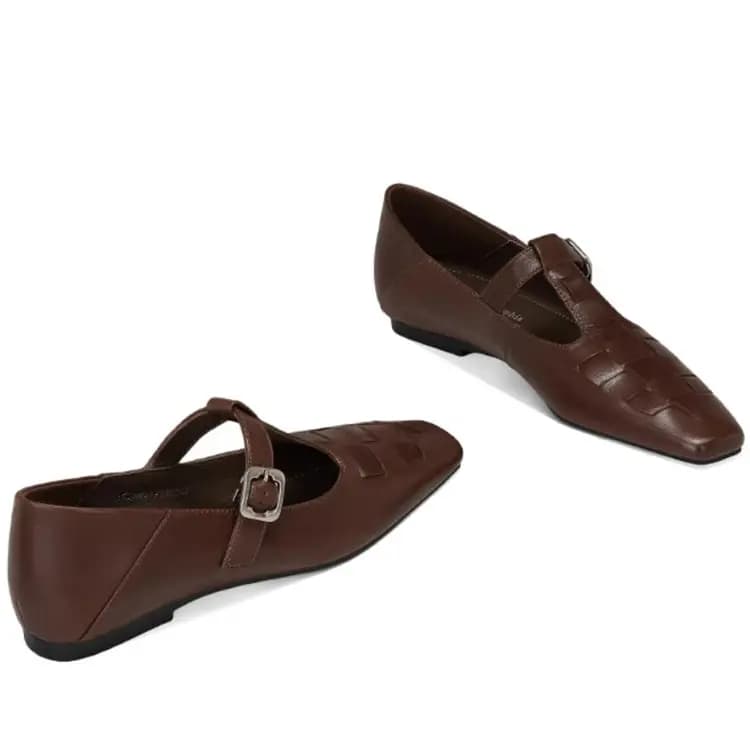 JESSICA SOPHIA Sheepskin Fashion Versatile Mary Jane Shoes Women's 4