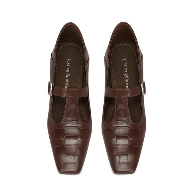 JESSICA SOPHIA Sheepskin Fashion Versatile Mary Jane Shoes Women's 6