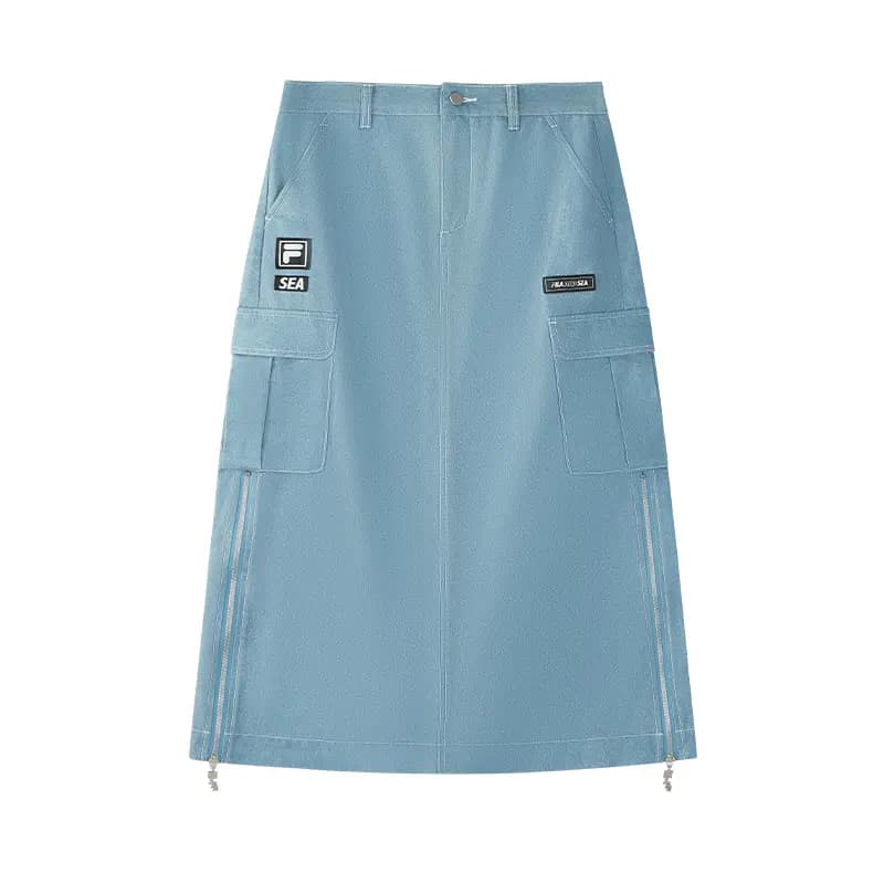 FILA FUSION Denim Uzun Ətək Qadın Mavi