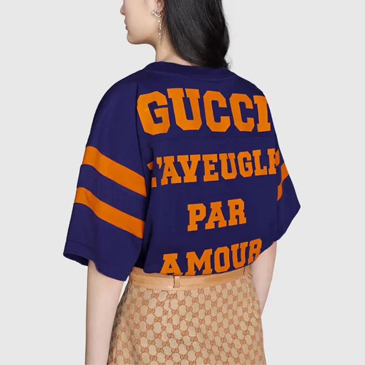 GUCCI 1921 L'Aveugle Par Amour Crop Köynək 7
