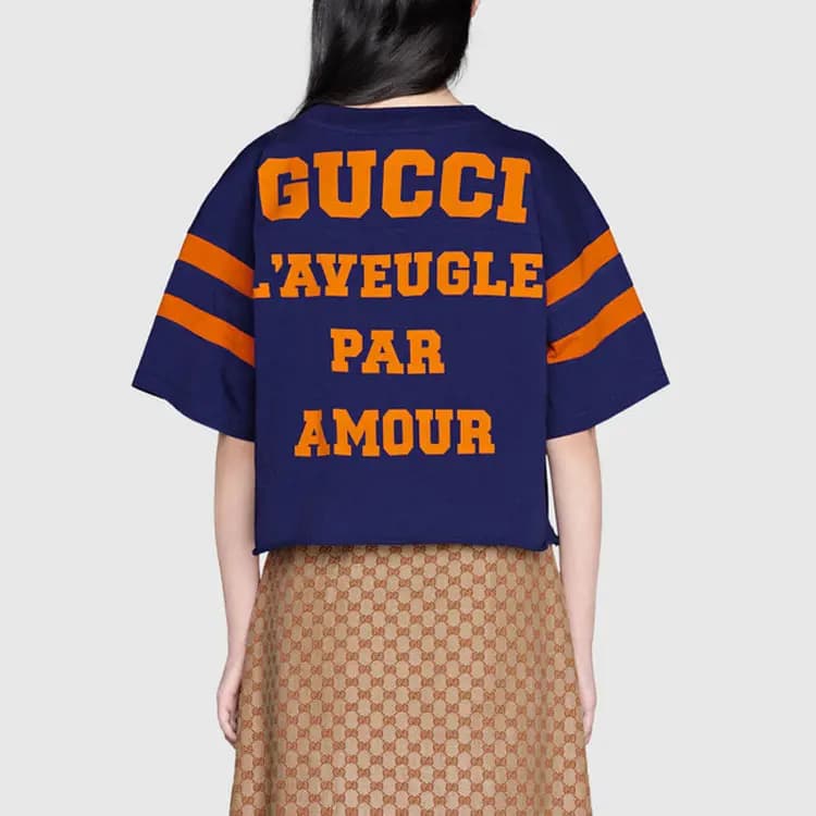 GUCCI 1921 L'Aveugle Par Amour Crop Köynək 5