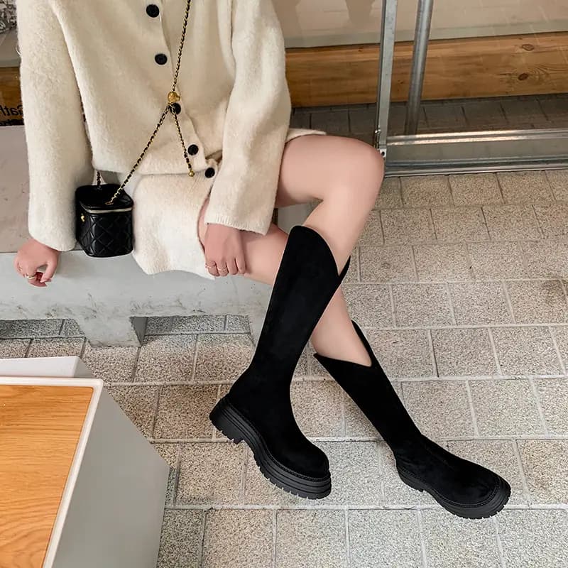 AIQINISHA Suede Elegant Simple High Boots Women's 2