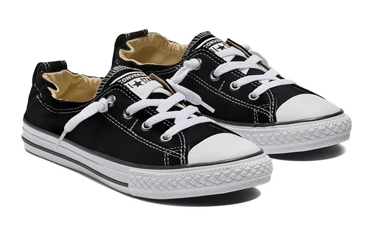 Converse Chuck Taylor All Star Shoreline Slip Alçaqboğazlı Uşaq Kətan Ayaqqabısı Qara/Ağ 3