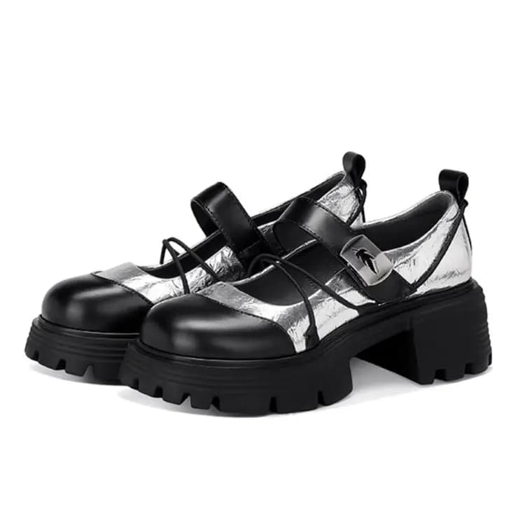 JESSICA SOPHIA Preppy Platform Chunky Heel Mary Jane Shoes 5cm Women's 5