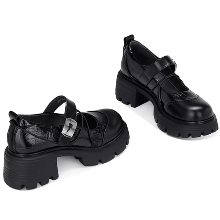 JESSICA SOPHIA Preppy Platform Chunky Heel Mary Jane Shoes 5cm Women's 2
