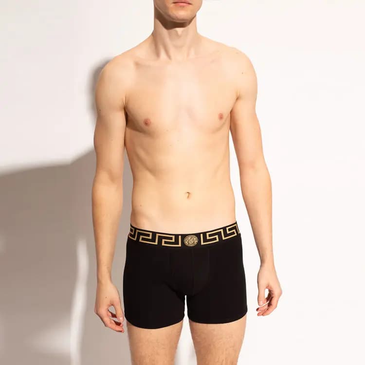 VERSACE Greca Border Kişi Boxer Şortu Qara 3