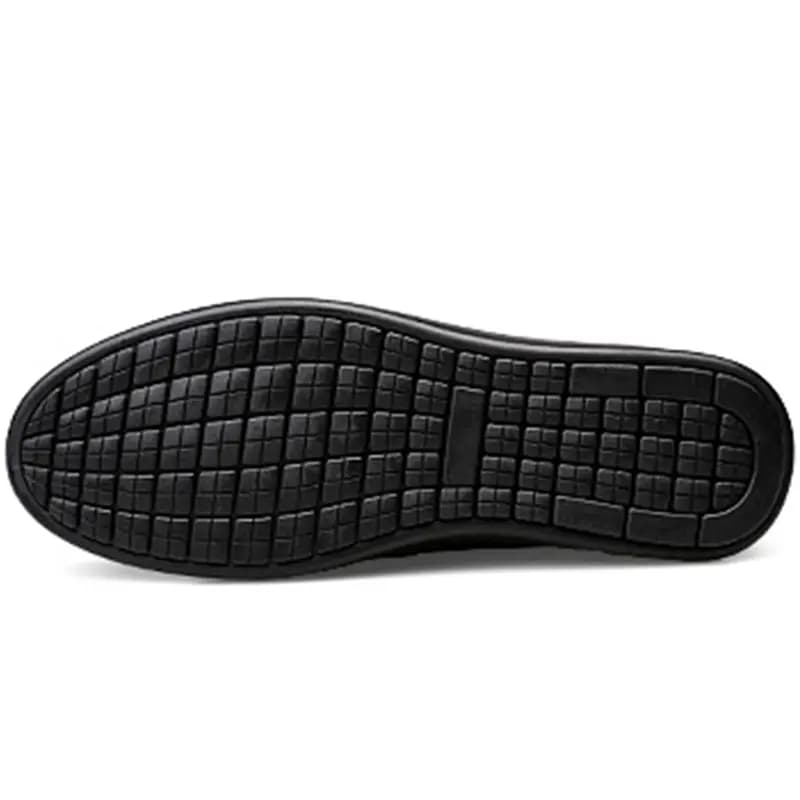 Mulinsen Split Cowhide Leather Classic Business British Style Genuine Leather Slip-On Dad Shoes Soft Sole Comfortable Versatile Casual Shoes Men's Black 8
