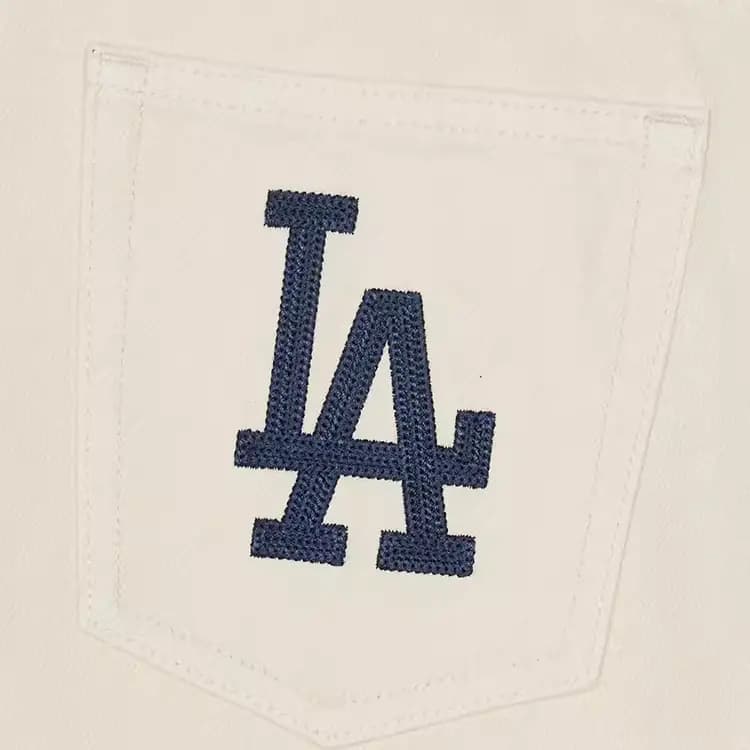 MLB Varsity Los Angeles Dodgers Qadın Denim Qısa Ətək Krem 3