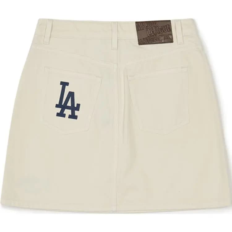 MLB Varsity Los Angeles Dodgers Qadın Denim Qısa Ətək Krem 2